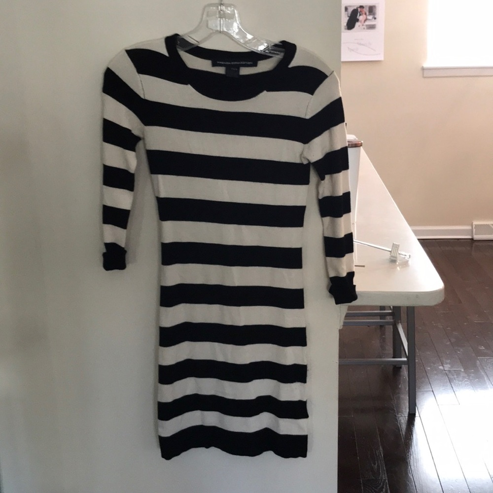 French connected striped sweater dress
